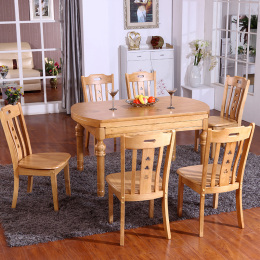 包邮餐桌进口橡木圆桌双层实木大餐桌饭桌1.3米1.5米餐桌椅