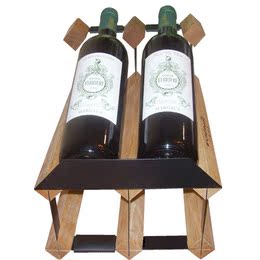 实木酒架 创意欧式铁艺储藏架吧台时尚4瓶装摆件置物架