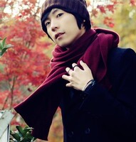 围巾 韩国秋冬款男士时尚保暖造型围巾 红色羊绒超长加厚纯色围巾