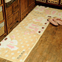家居厨房卧室地垫防潮儿童卧室床边窗前可爱防滑地毯两件套特价