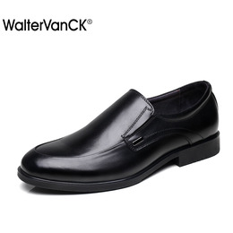 WVCK夏季商务正装男鞋 英伦尖头套脚皮鞋 头层皮一脚蹬男士休闲鞋
