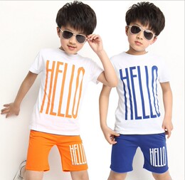 2015新款男童夏装套装2-3-4-5-6-7-8-9-11岁儿童纯棉运动小孩衣服