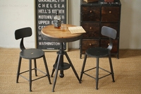 美式做旧铁艺创意餐桌椅  复古实木可升降休闲茶几吧台桌咖啡圆桌