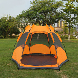 新款正品寒露六角自动帐篷 自动弹簧速搭3-4人双层户外露营帐篷