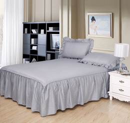 床上用品 纯色床罩纯棉床裙全棉1.8双人床罩2米单件防滑床单床套