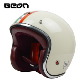经典BEON头盔摩托车头盔电动半盔玻璃钢限量版时尚男女盔复古