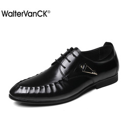 WVCK韩版商务正装尖头皮鞋男士休闲鞋英伦真皮系带亮皮结婚鞋潮鞋