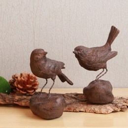 美式乡村复古做旧树脂小鸟 对鸟 树脂工艺品装饰摆件 书桌装饰