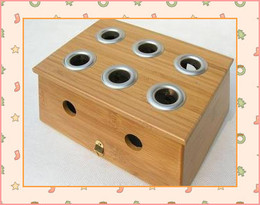 6孔木盒艾灸盒/竹温灸盒/温灸器，送灭火器