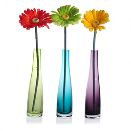 现代田园风格时尚水晶玻璃花瓶 个性小花插 彩色透明客厅简约花器