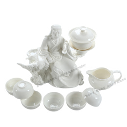 新款半自动茶具雕塑茶圣陆羽功夫茶具高档茶具开业商务礼品藏品