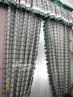 2012新款特价 地中海系列 宜家现代格子窗帘 高档布艺窗帘成品