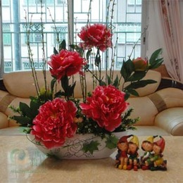 欧式盛世大牡丹元宝型套装 绢花假花塑料花仿真花批发 客厅装饰花