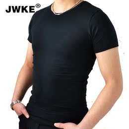 纯色弹力莱卡短袖T恤男士打底衫圆领 纯棉修身韩版半袖紧身内衣