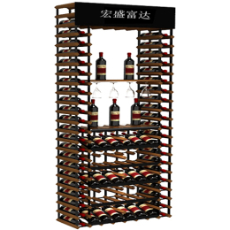 实木红酒架酒店酒窖铁艺欧式木质酒杯架商用创意2.2米高展示架