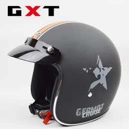 GXT摩托车跑车头盔  正品玻璃钢半盔复古盔飞行盔 四季哈雷盔