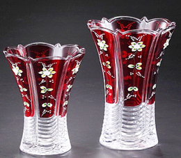 水晶玻璃花瓶 欧式花瓶 红色花瓶 太阳花花瓶礼品 花瓶 透明 大号