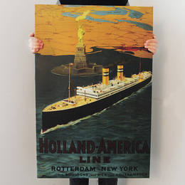 复古欧美海报纽约巨轮船 大幅客厅现代装饰画壁画帆布画无框画