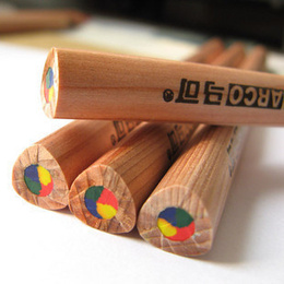 马可彩色铅笔 创意 原木彩虹铅笔 DIY日记制作 儿童涂鸦铅笔6403