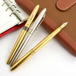 库存全新 上海产 英雄183铱金笔 镀金铜杆软弹明尖 学生练字钢笔