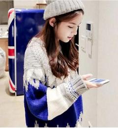 2015韩版冬装女粗针厚毛线衣套头宽松外套中长款针织衫女装学生潮