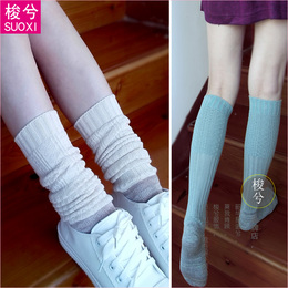 梭兮 一袜两穿 韩国丝棉中筒袜堆堆袜 不过膝袜套女 秋冬运动靴袜
