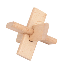 孔明锁鲁班锁榉木 三通 成人儿童古典益智玩具解锁拆解木制精品