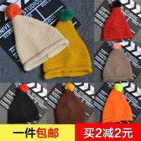 冬季韩版宝宝帽子1-2岁男女婴儿套头帽儿童针织炫彩圣诞毛线帽
