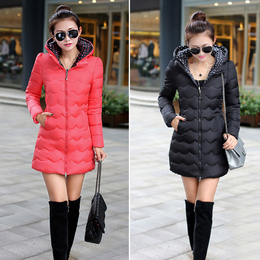 2015新款韩版修身羽绒服女中长款大码加厚冬装棉衣女外套特价促销