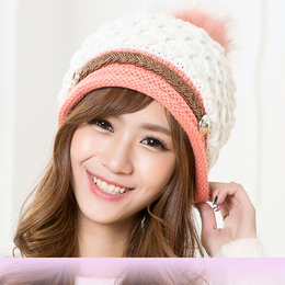 冬季女帽子 韩版 潮可爱毛线帽 手工保暖加绒护耳冬天针织帽包邮