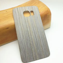 三星S6手机保护套超薄款防滑原实木制背贴片搭配金属边框潮品后壳