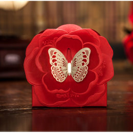 个性婚礼喜糖盒子 红色蝴蝶结婚好时费列罗包装盒 婚庆用品cb5138