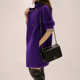 2015冬装新款韩版大衣时尚中长款廓型羊毛呢大衣外套女冬款