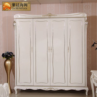 新古典衣柜四门定制 欧式家具卧室柜子 白色新古典衣柜子 后现代