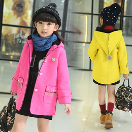 儿童装女童秋冬装2015新款中大童毛呢外套中长款加厚韩版呢子大衣