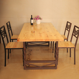 loft铁艺实木餐桌椅休闲会所咖啡西餐厅茶店桌椅组合长方形餐桌椅
