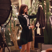 2015春款新款女装韩版黑色OL修身正品圆领连衣裙大牌显瘦打底裙子