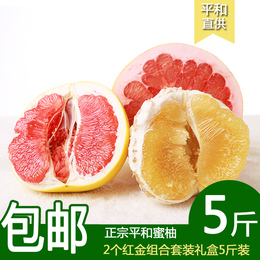 福建平和琯溪蜜柚2只5斤装黄金搭配红肉蜜柚组合柚子礼盒装水果