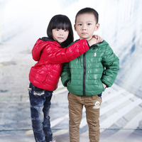 2014秋冬新韩版亮面涂层儿童羽绒服 男童女童棉服棉衣羽绒薄外套