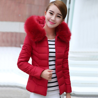 2015冬季大码韩版大毛领羽绒棉服女装长袖棉衣短款外套修身小棉袄