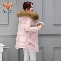 加厚连帽羽绒服实拍2016冬装新款正品女装韩版中长款纯色拉链长袖