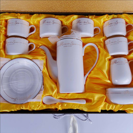 特价欧式咖啡杯套装金边创意15件套骨瓷咖啡杯碟勺奶罐糖罐送勺子