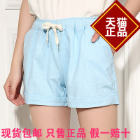 2015夏季韩版女士阔腿休闲宽松超短裤大码白色热裤潮亚麻短裤