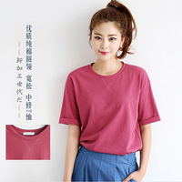2016韩版新款T恤 女式宽松纯棉大码T恤衫 时尚休闲韩国女装