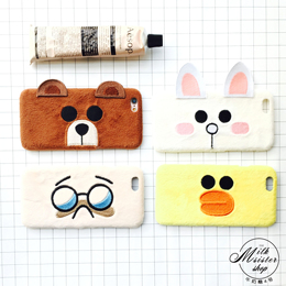 韩国卡通小熊兔子苹果iphone6 plus手机壳4.7可爱小熊6S毛绒套