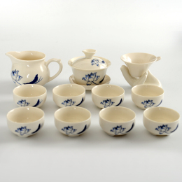 香自吟青花陶瓷茶具套装功夫景德镇青花瓷整套装含茶壶茶杯12头装