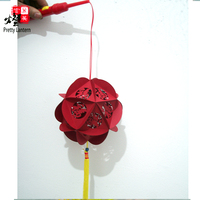 福字红灯笼 纸 DIY手工材料包节日喜庆礼物LED灯手提杆儿童自制作