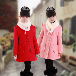 童装新款加绒加厚外套2015韩版潮女童冬款中大童纯色时尚淑女冬装