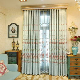 欧式奢华高档清新中式简约现代绣花窗帘窗纱定制成品婚房卧室客厅