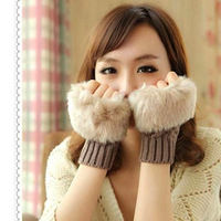2015新款女秋冬天手套韩国版针织毛线保暖时尚长手套半指手臂袖套